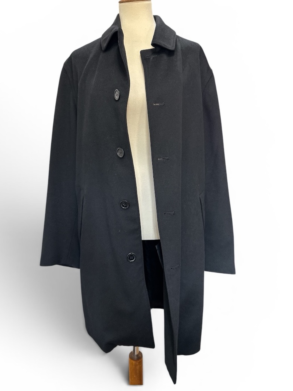 Brooks Brothers 100% Wool Black Overcoat Label Detail #616